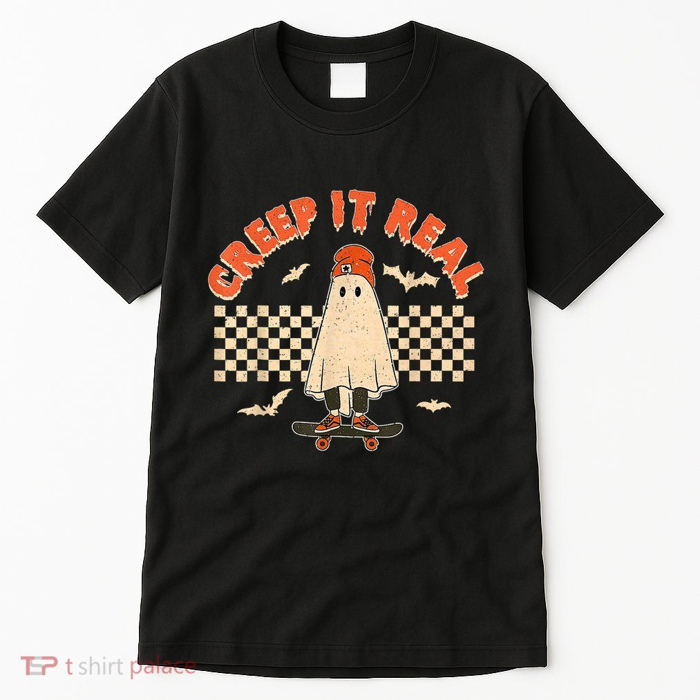 Creep It Real Skateboarding Ghost Retro Halloween Costume Tall T-Shirt