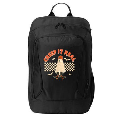 Creep It Real Skateboarding Ghost Retro Halloween Costume City Backpack