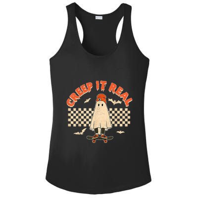 Creep It Real Skateboarding Ghost Retro Halloween Costume Ladies PosiCharge Competitor Racerback Tank