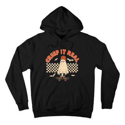 Creep It Real Skateboarding Ghost Retro Halloween Costume Tall Hoodie