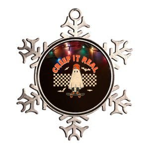 Creep It Real Skateboarding Ghost Retro Halloween Costume Metallic Star Ornament