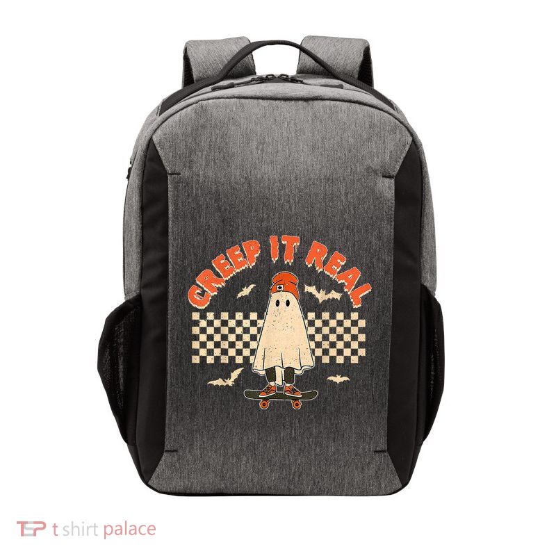 Creep It Real Skateboarding Ghost Retro Halloween Costume Vector Backpack