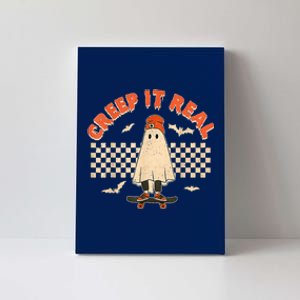 Creep It Real Skateboarding Ghost Retro Halloween Costume Canvas