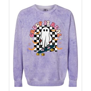 Creep It Real Skateboarder Ghost Halloween Colorblast Crewneck Sweatshirt