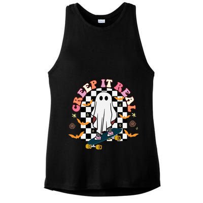 Creep It Real Skateboarder Ghost Halloween Ladies PosiCharge Tri-Blend Wicking Tank