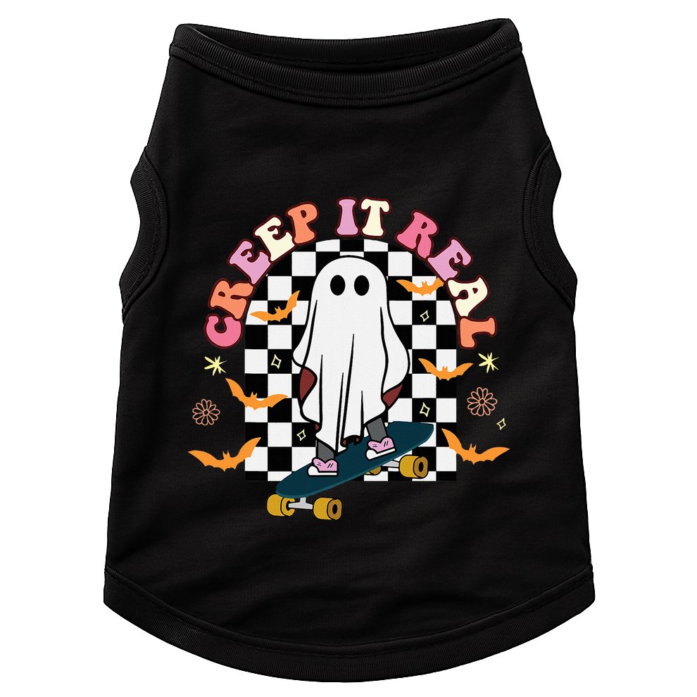 Creep It Real Skateboarder Ghost Halloween Doggie Tank