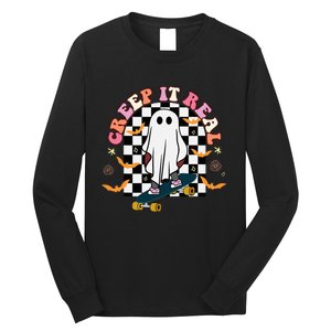 Creep It Real Skateboarder Ghost Halloween Long Sleeve Shirt