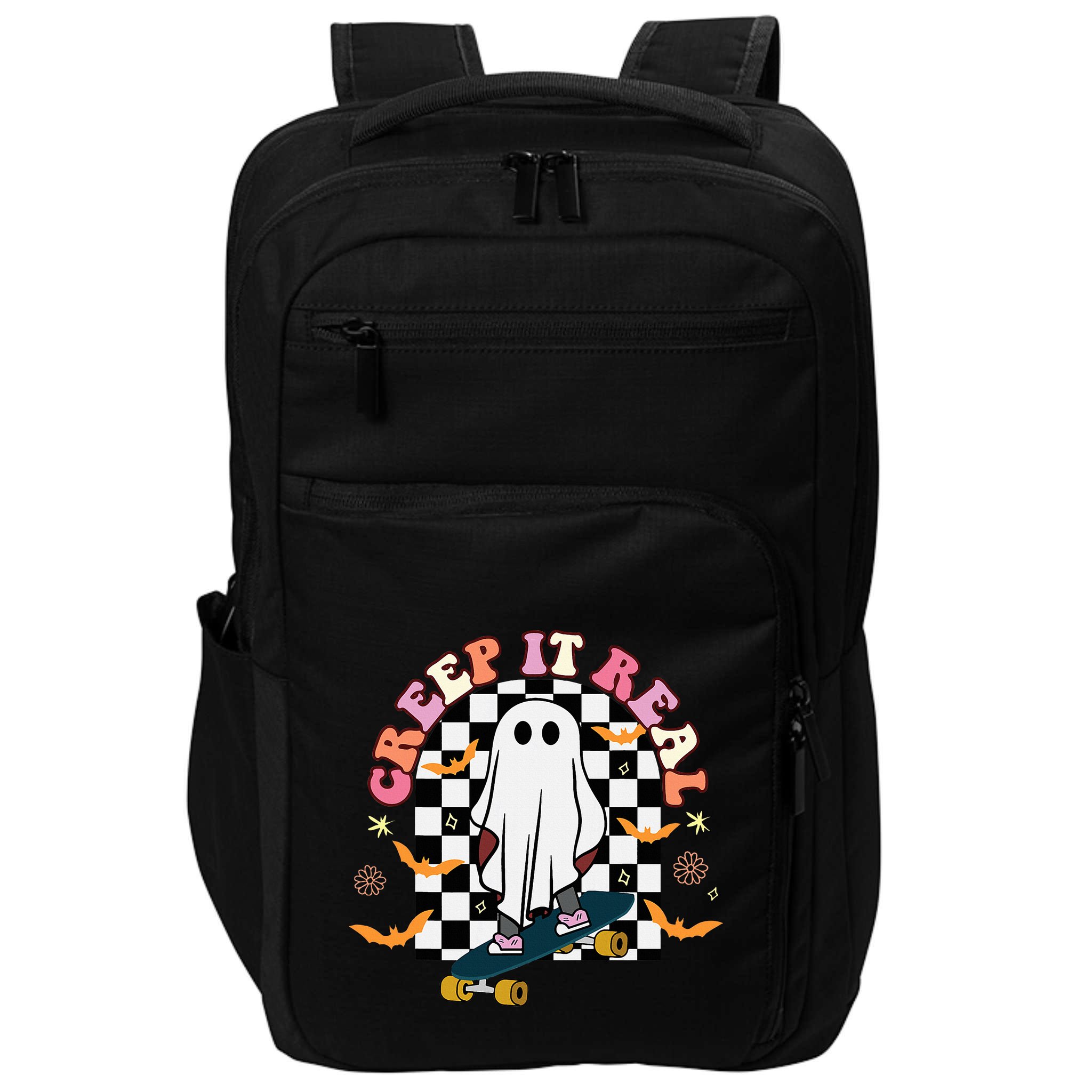 Creep It Real Skateboarder Ghost Halloween Impact Tech Backpack