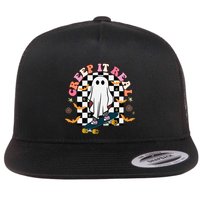 Creep It Real Skateboarder Ghost Halloween Flat Bill Trucker Hat