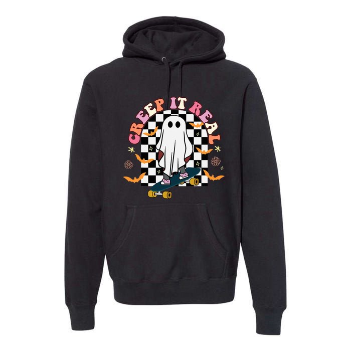 Creep It Real Skateboarder Ghost Halloween Premium Hoodie