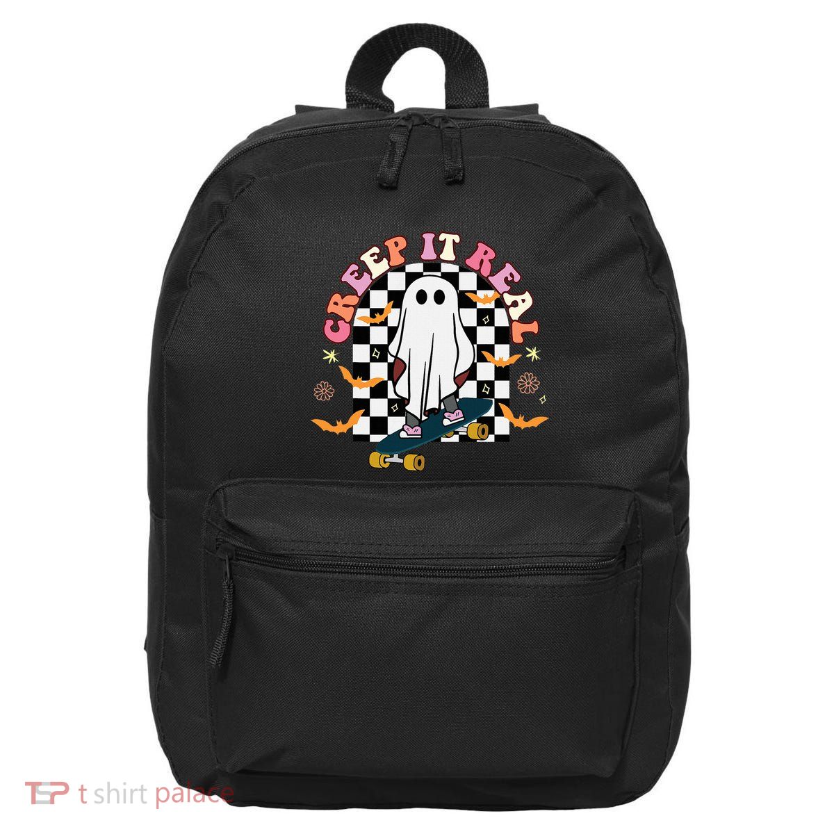 Creep It Real Skateboarder Ghost Halloween 16 in Basic Backpack