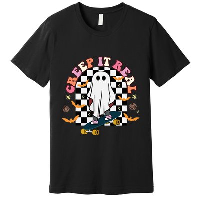 Creep It Real Skateboarder Ghost Halloween Premium T-Shirt