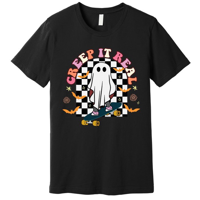 Creep It Real Skateboarder Ghost Halloween Premium T-Shirt