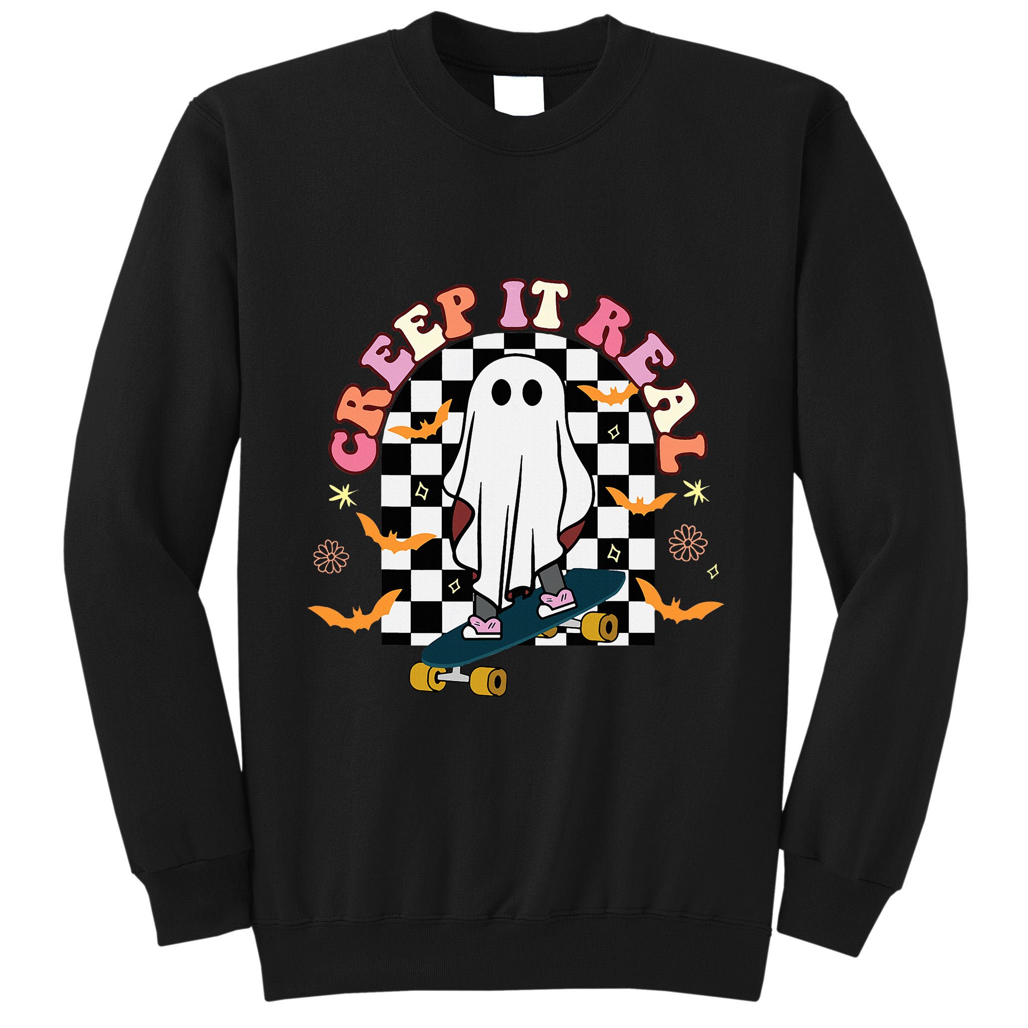 Creep It Real Skateboarder Ghost Halloween Tall Sweatshirt