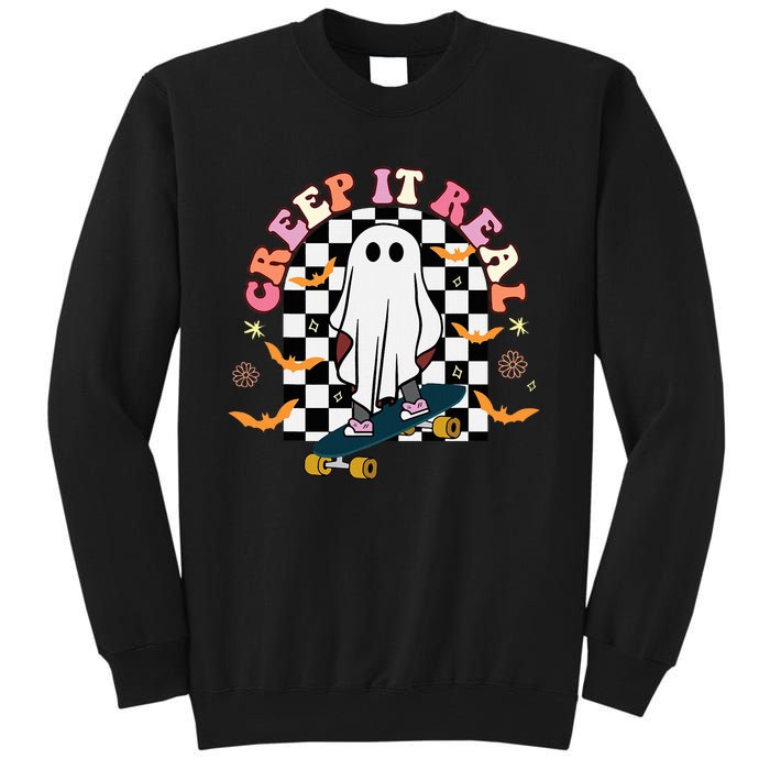 Creep It Real Skateboarder Ghost Halloween Tall Sweatshirt