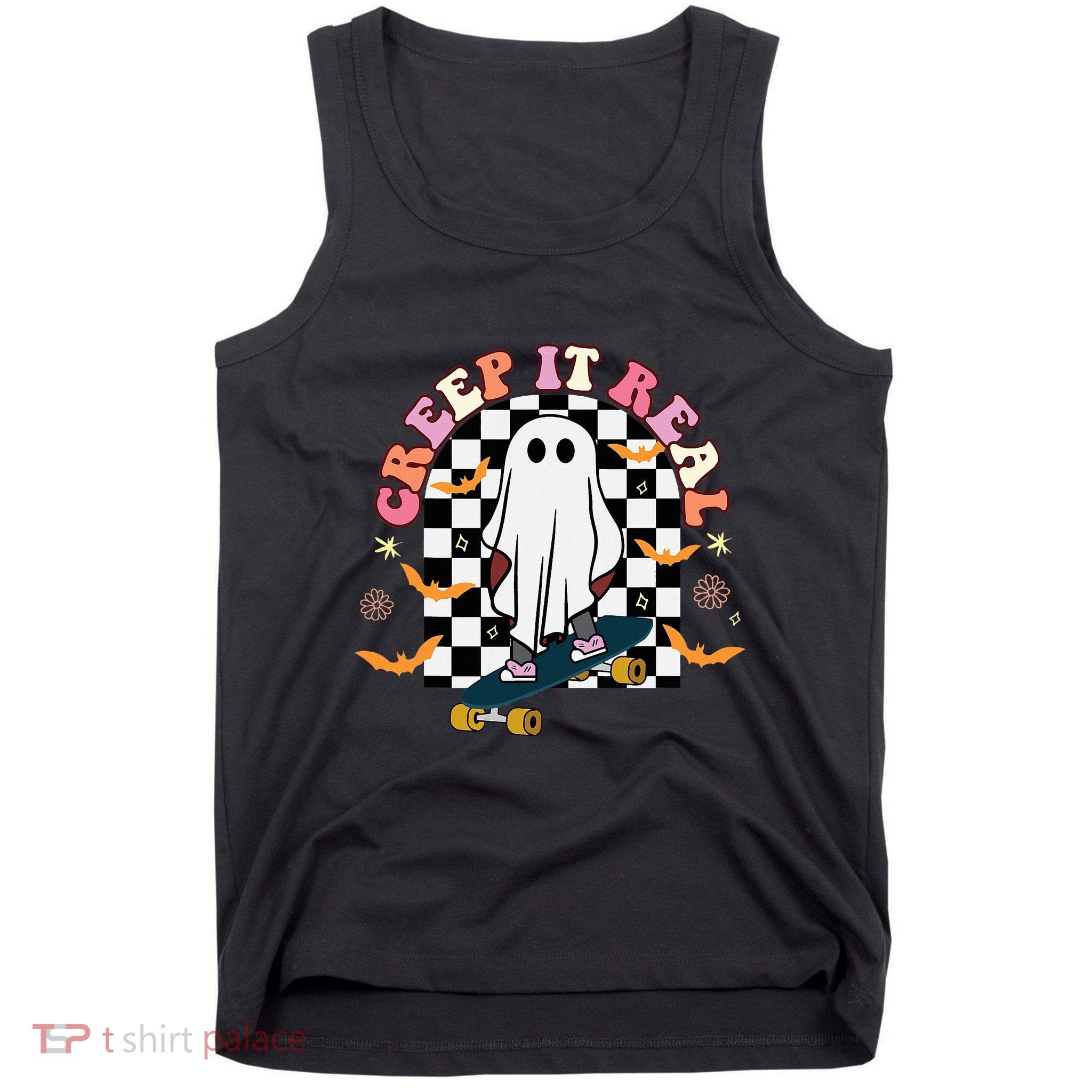 Creep It Real Skateboarder Ghost Halloween Tank Top