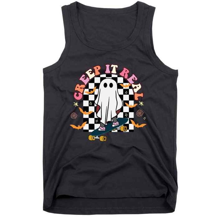 Creep It Real Skateboarder Ghost Halloween Tank Top