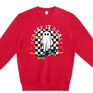 Creep It Real Skateboarder Ghost Halloween Premium Crewneck Sweatshirt