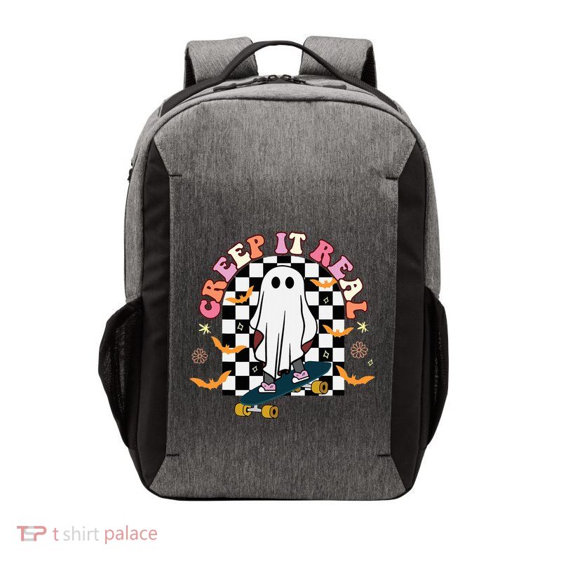 Creep It Real Skateboarder Ghost Halloween Vector Backpack