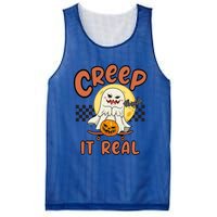 Creep It Real Vintage Retro Ghost On Skateboard Checkerboard Gift Mesh Reversible Basketball Jersey Tank