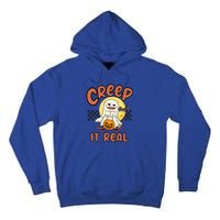 Creep It Real Vintage Retro Ghost On Skateboard Checkerboard Gift Tall Hoodie