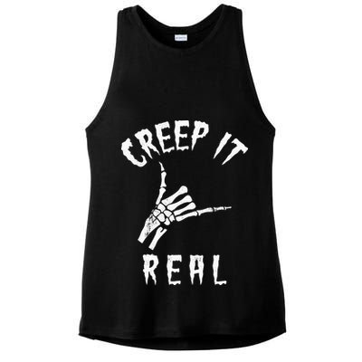 Creep It Real Skeleton Hand Shaka Ladies PosiCharge Tri-Blend Wicking Tank