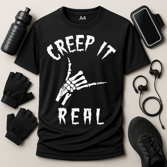 Creep It Real Skeleton Hand Shaka Cooling Performance Crew T-Shirt