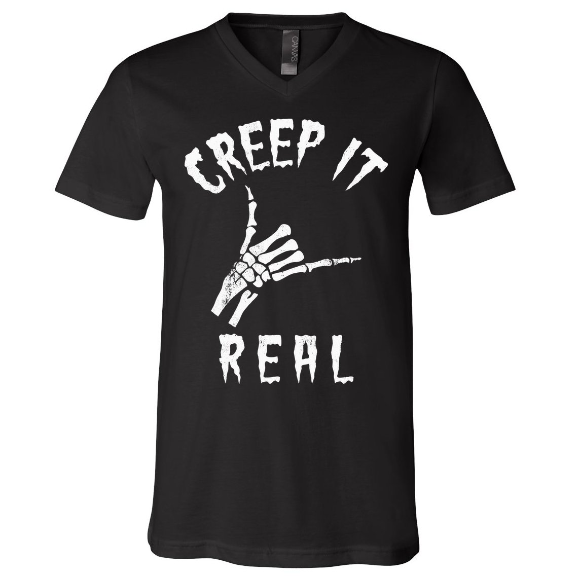 Creep It Real Skeleton Hand Shaka V-Neck T-Shirt