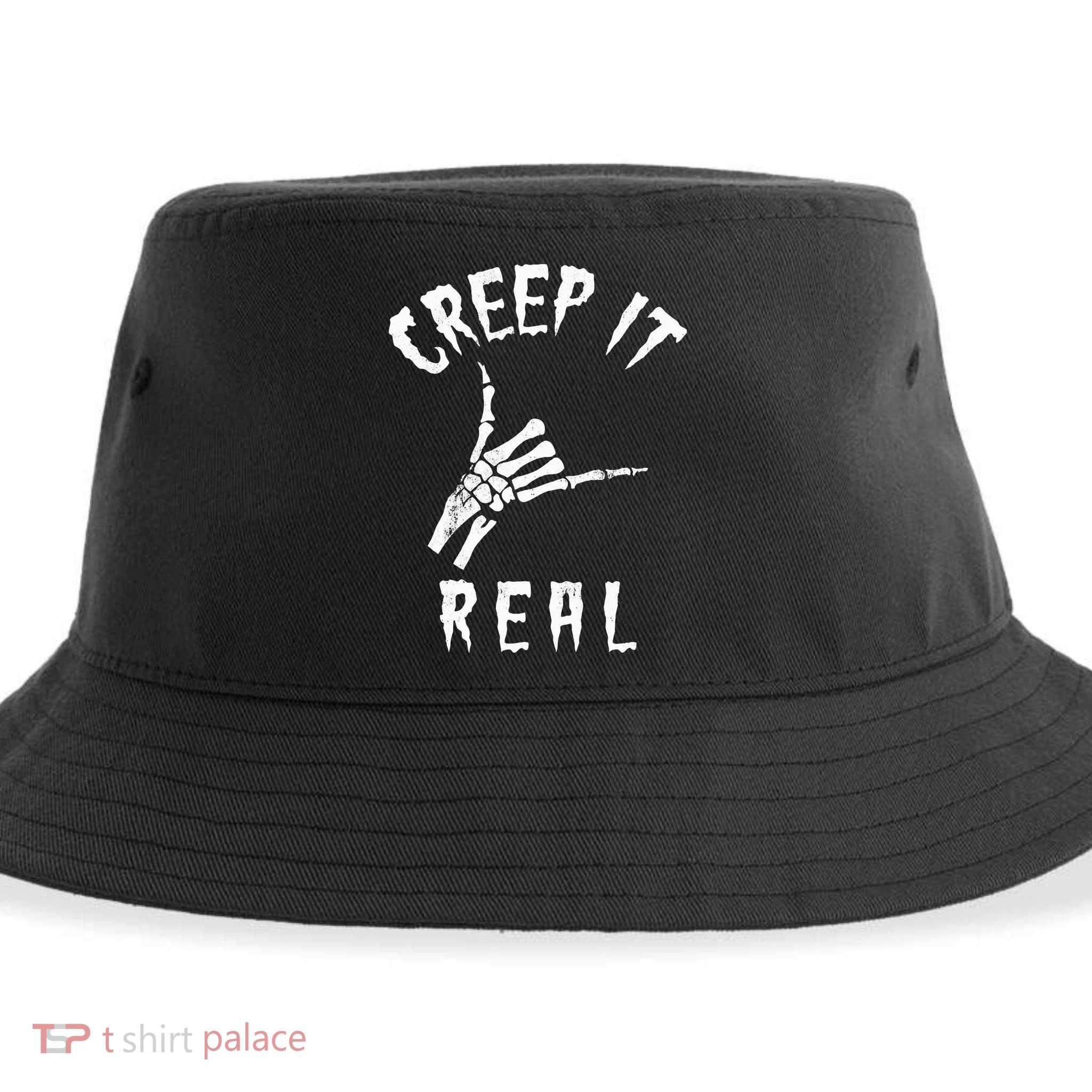 Creep It Real Skeleton Hand Shaka Sustainable Bucket Hat