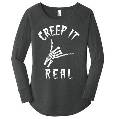 Creep It Real Skeleton Hand Shaka Women's Perfect Tri Tunic Long Sleeve Shirt