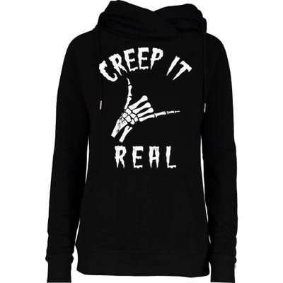 Creep It Real Skeleton Hand Shaka Womens Funnel Neck Pullover Hood