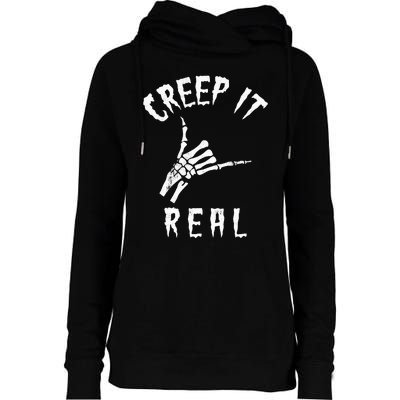 Creep It Real Skeleton Hand Shaka Womens Funnel Neck Pullover Hood