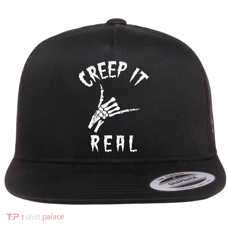 Creep It Real Skeleton Hand Shaka Flatbill Hat
