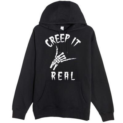 Creep It Real Skeleton Hand Shaka Premium Pullover Hoodie