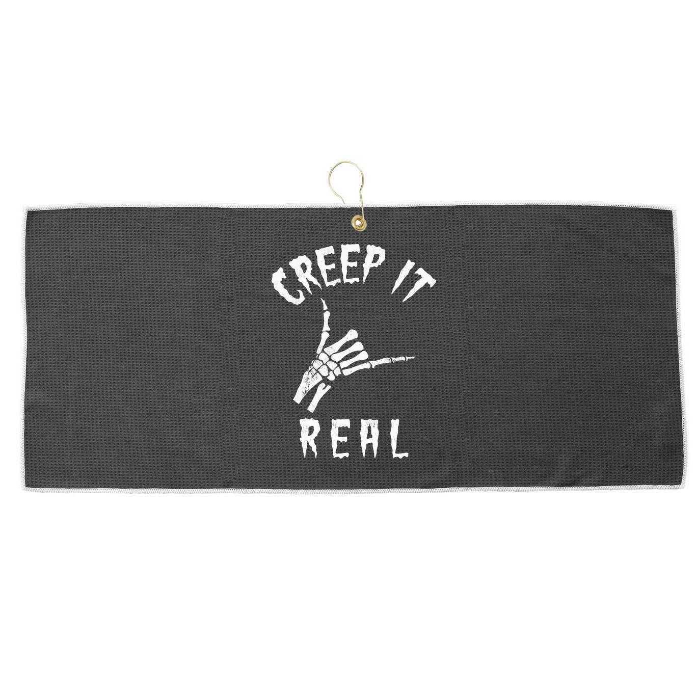 Creep It Real Skeleton Hand Shaka Large Microfiber Waffle Golf Towel