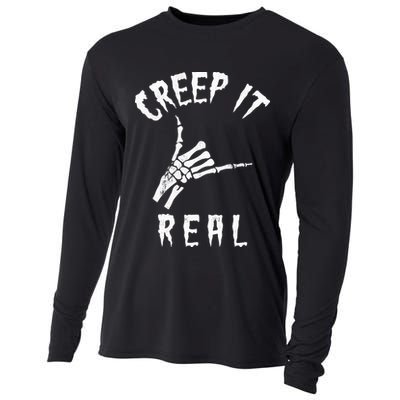 Creep It Real Skeleton Hand Shaka Cooling Performance Long Sleeve Crew