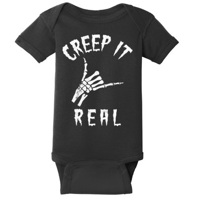 Creep It Real Skeleton Hand Shaka Baby Bodysuit