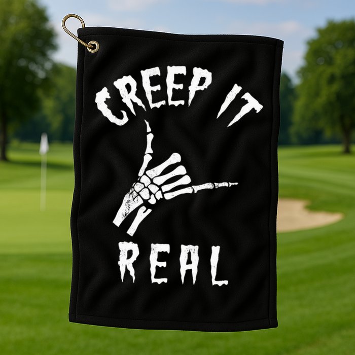 Creep It Real Skeleton Hand Shaka Golf Towel