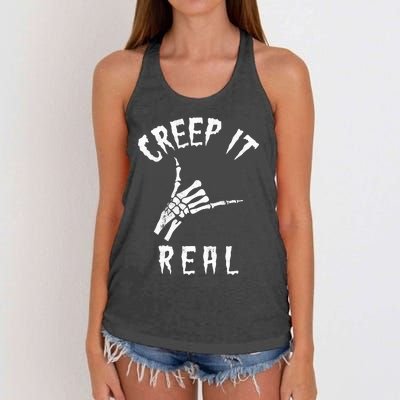 Creep It Real Skeleton Hand Shaka Women's Knotted Racerback Tank