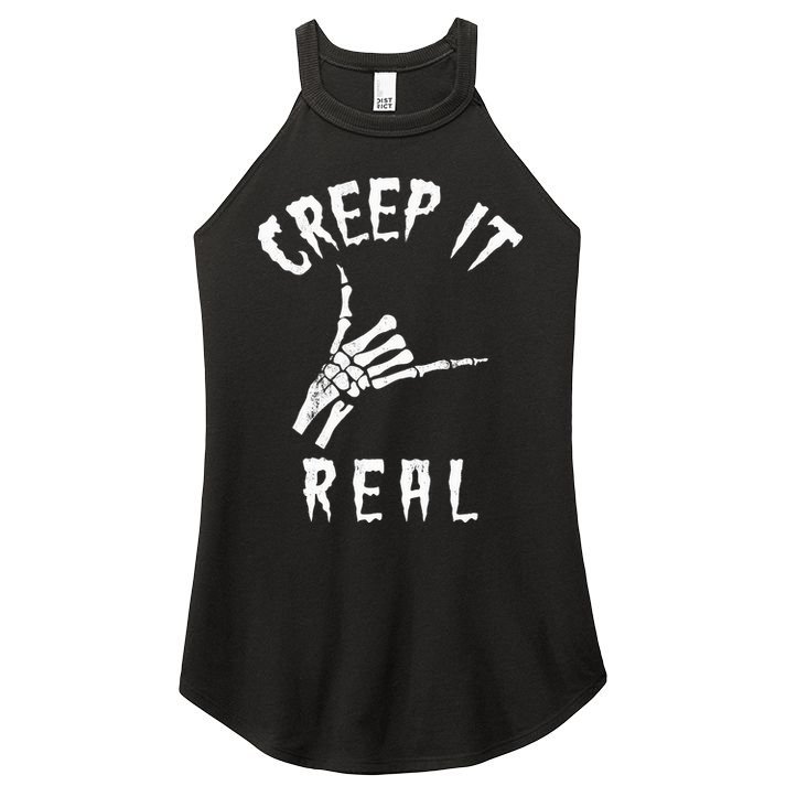 Creep It Real Skeleton Hand Shaka Women's Perfect Tri Rocker Tank