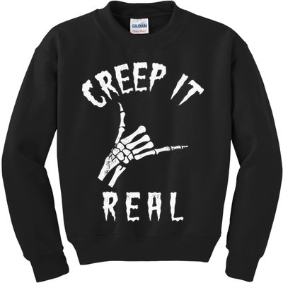 Creep It Real Skeleton Hand Shaka Kids Sweatshirt