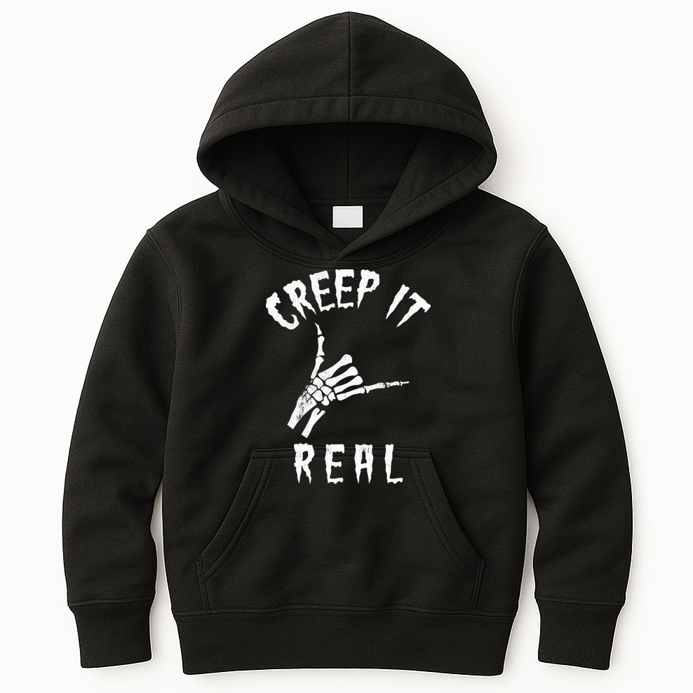 Creep It Real Skeleton Hand Shaka Kids Hoodie