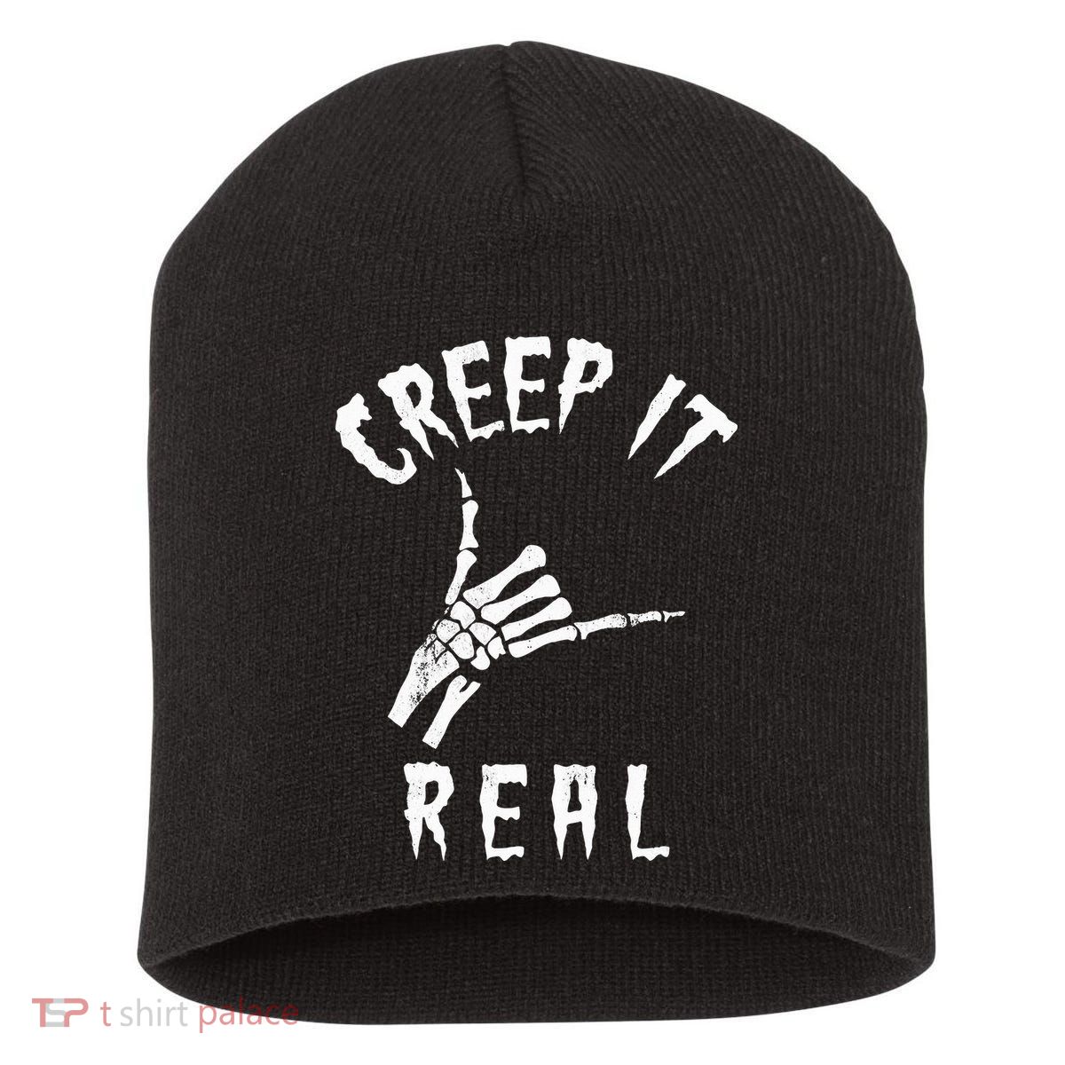 Creep It Real Skeleton Hand Shaka Short Acrylic Beanie