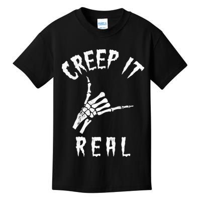 Creep It Real Skeleton Hand Shaka Kids T-Shirt