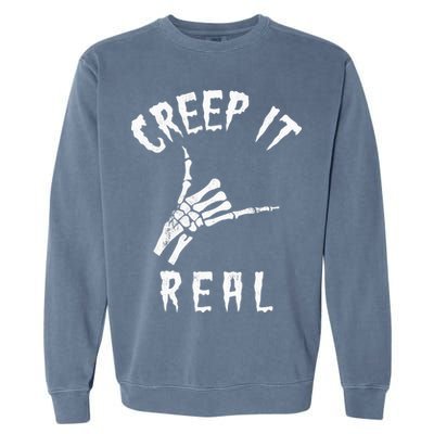 Creep It Real Skeleton Hand Shaka Garment-Dyed Sweatshirt