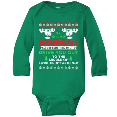 Can I Refill Your Eggnog - Family Christmas Vacation Quote Baby Long Sleeve Bodysuit