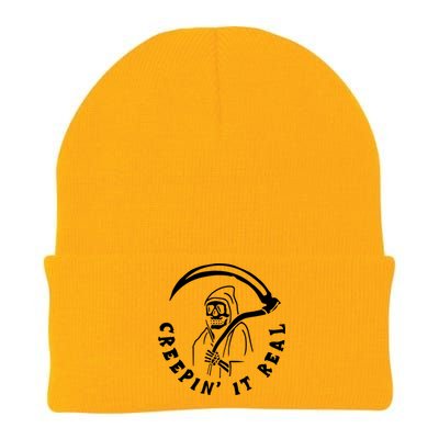 Creepin It Real Grim Reaper Halloween Knit Cap Winter Beanie