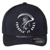 Creepin It Real Grim Reaper Halloween Flexfit Unipanel Trucker Cap