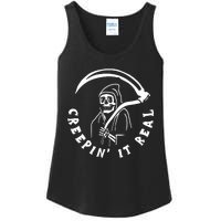 Creepin It Real Grim Reaper Halloween Ladies Essential Tank