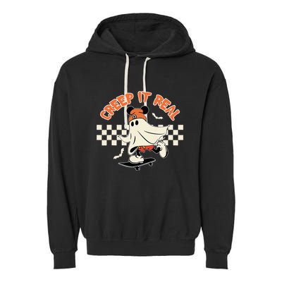Creep It Real Spooky Ghost Mouse Garment-Dyed Fleece Hoodie